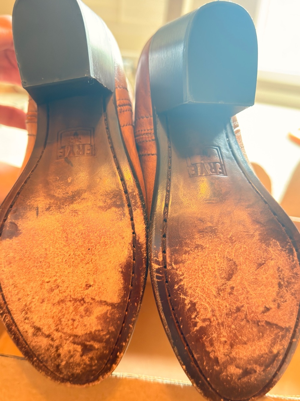 Frye Women's Tan Leather Mid-Calf Western Heel Boots size 6 - Picture 6 of 9